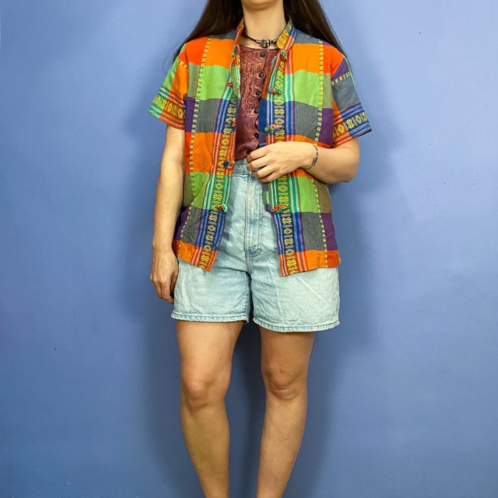 90s Checker Plaid Top Vintage